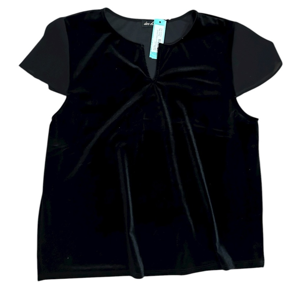 Women’s Dee Elly Black Velvet Flutter Sleeve Holiday Top NWT Plus Size XXL